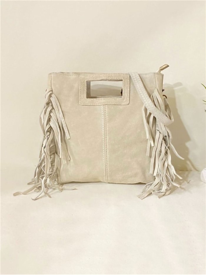 Bolso de piel serraje con flecos