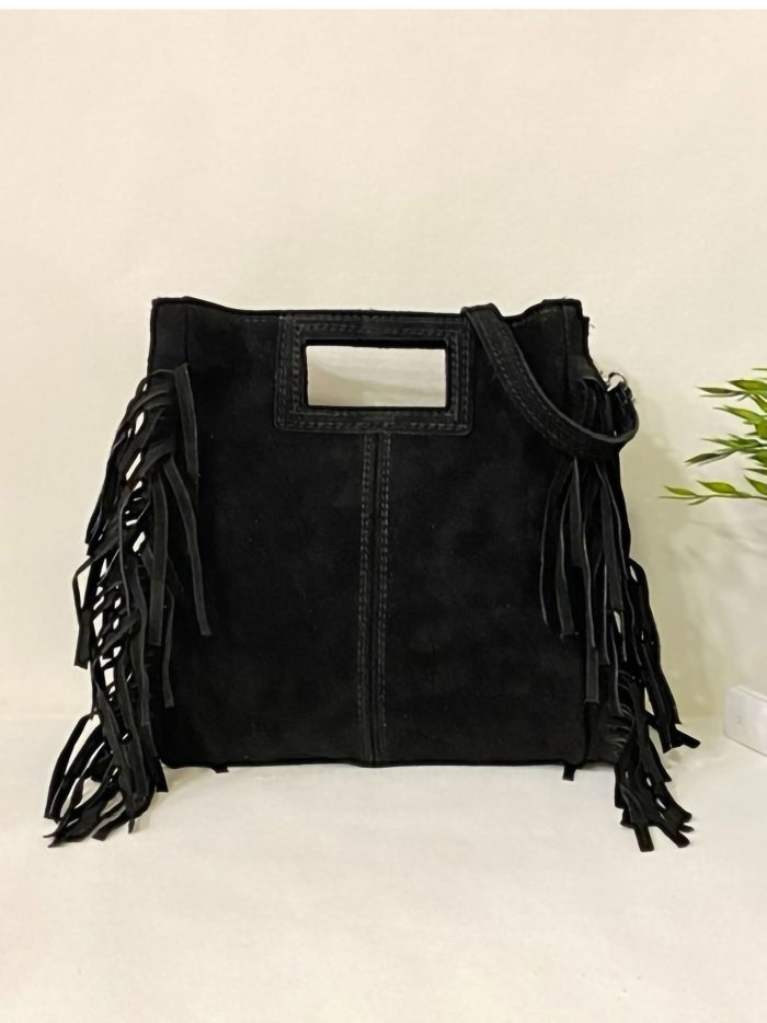 Bolso de piel serraje con flecos