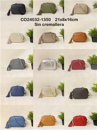 Bolso bandolera de piel con borla sin cremallera