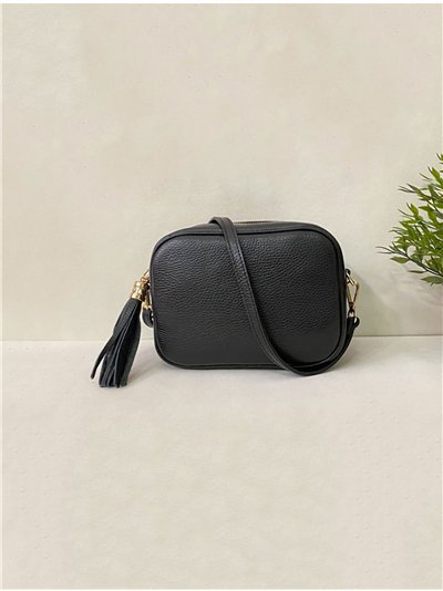 Bolso bandolera de piel con borla sin cremallera 2