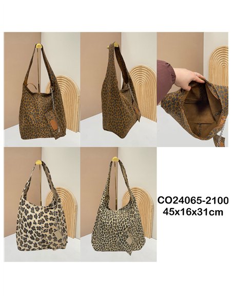 Bolso shopper de piel serraje estampado animal