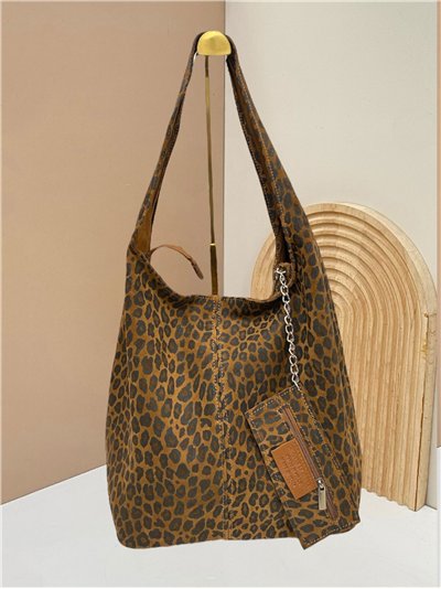 Bolso shopper de piel serraje estampado animal 2