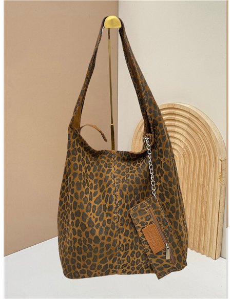 Bolso shopper de piel serraje estampado animal