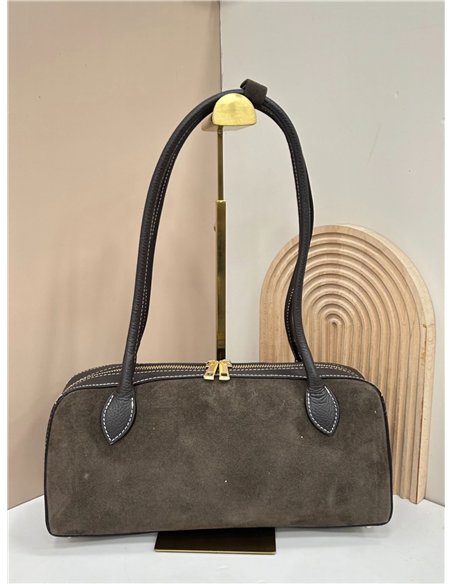 Bolso baguette de piel serraje con doble asa