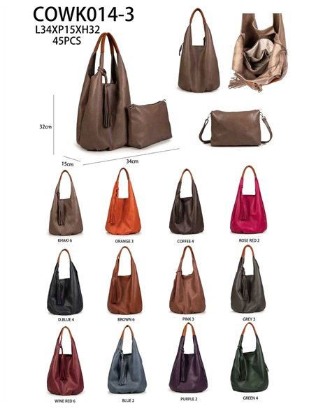 Bolso shopper borlas + Bolso bandolera 2 piezas