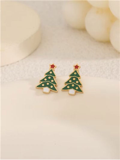 Pendientes arbolito de navidad esmaltado