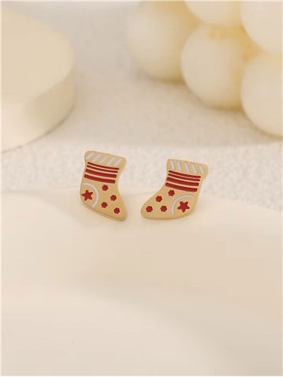 Pendientes calcetín navideño esmaltado