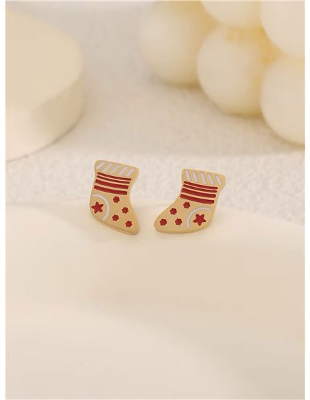 Pendientes calcetín navideño esmaltado