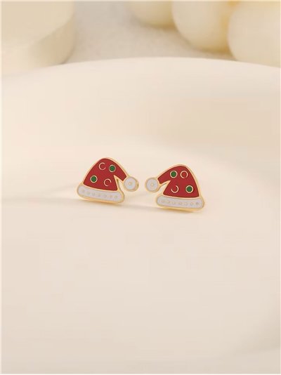 Pendientes gorro de papá noel esmaltado