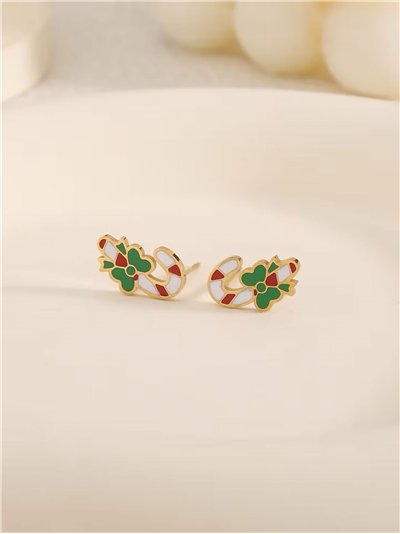 Pendientes bastón de caramelo esmaltado