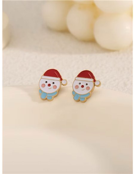 Pendientes muñeco de nieve esmaltado
