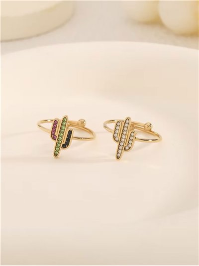 Anillo cactus con circonitas