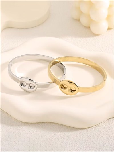 Pulsera rígida con medalla ovalada