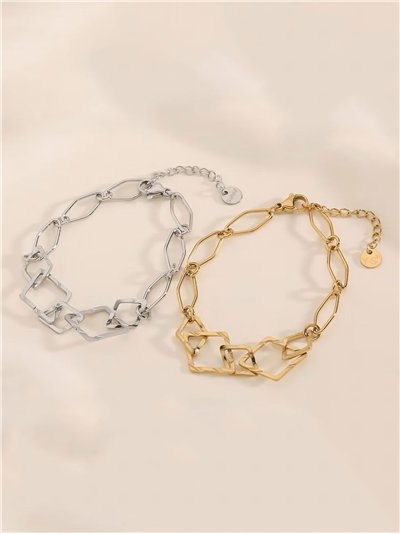 Pulsera cadena de eslabones mixtos