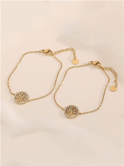 Pulsera cadena árbol de la vida con circonitas