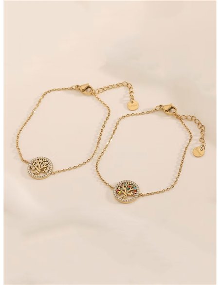 Pulsera cadena árbol de la vida con circonitas