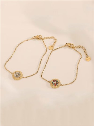 Pulsera cadena charm con circonitas