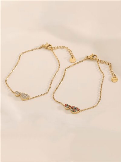 Pulsera cadena corazón con circonitas