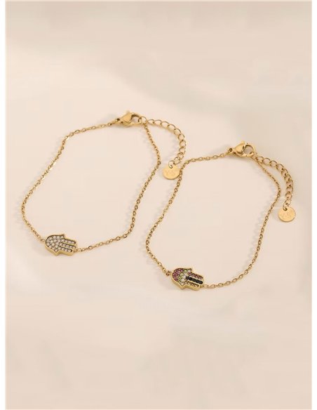 Pulsera cadena mano de fátima con circonitas