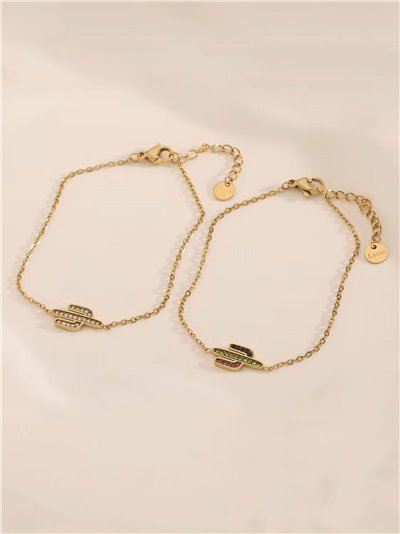 Pulsera cadena cactus con circonitas