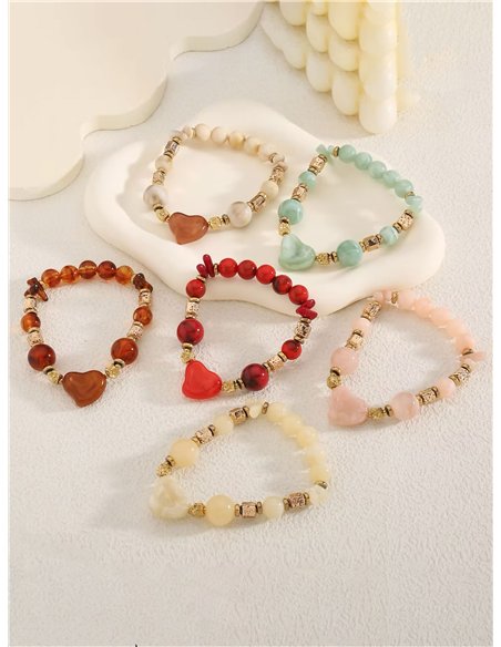 Pulsera de cuentas con colgante corazón