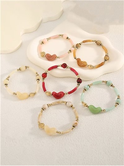 Pulsera de cuentas con colgante corazón