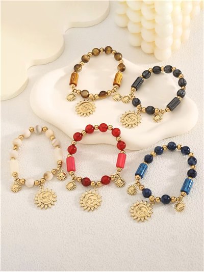 Pulsera de cuentas con colgante sol