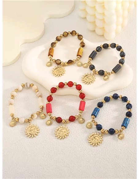 Pulsera de cuentas con colgante sol