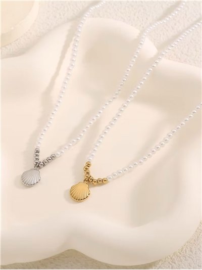Collar perlas charm concha