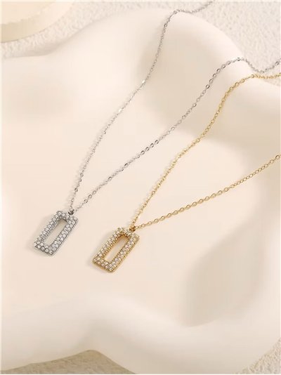 Collar colgante rectangular con circonitas