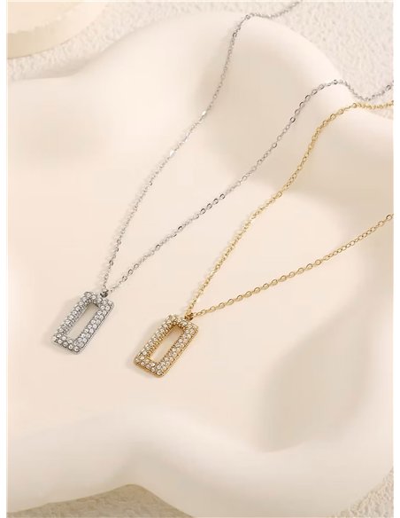 Collar colgante rectangular con circonitas