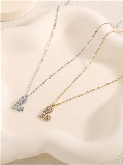 Collar colgante corazón con circonitas