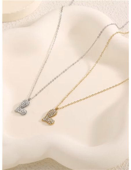 Collar colgante corazón con circonitas