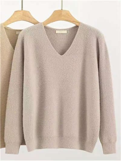 Jersey pelo soft escote pico
