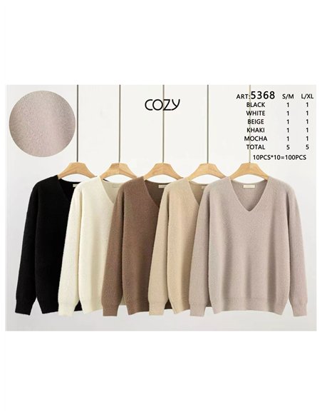 Jersey pelo soft escote pico