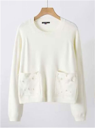 Jersey bolsillos con perlas