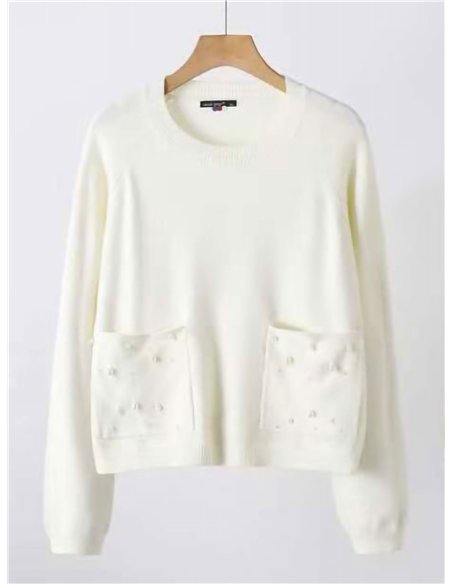 Jersey bolsillos con perlas