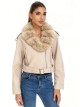 Chaqueta biker efecto piel con cuello de pelo