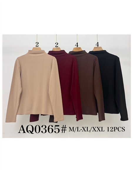 Camiseta básica afelpada cuello perkins