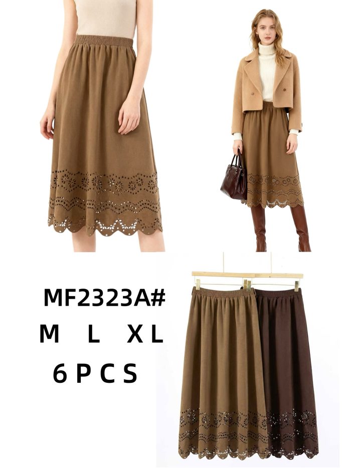 Falda midi calada efecto ante con forro