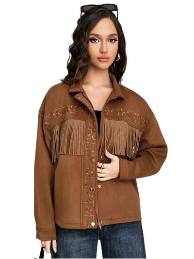 Sobrecamisa efecto ante flecos con strass