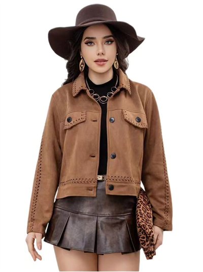 Chaqueta efecto ante pespuntes