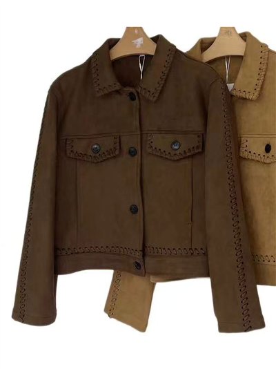 Chaqueta efecto ante pespuntes