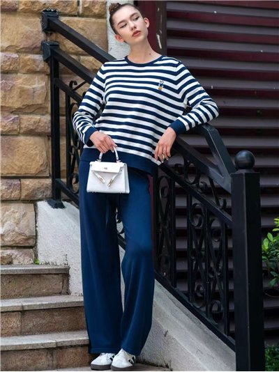 Conjunto Jersey rayas osito bordado+ Pantalón