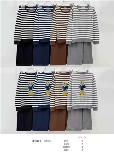 Conjunto Jersey rayas osito bordado+ Pantalón 2