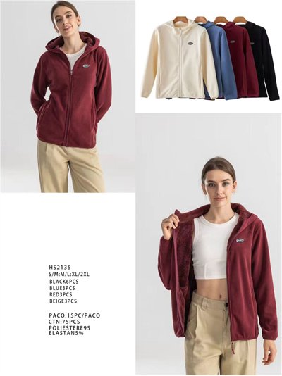 Chaqueta polar borreguito con capucha y cremallera 2