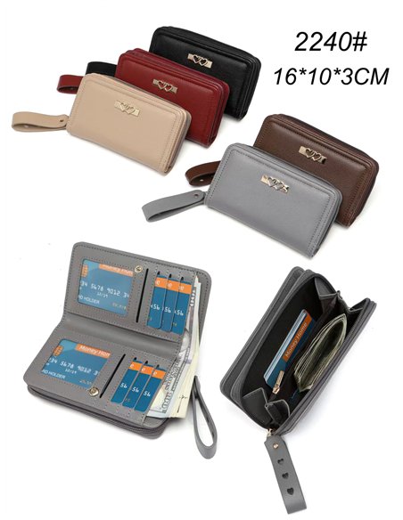 Cartera monedero mediana corazones con asa