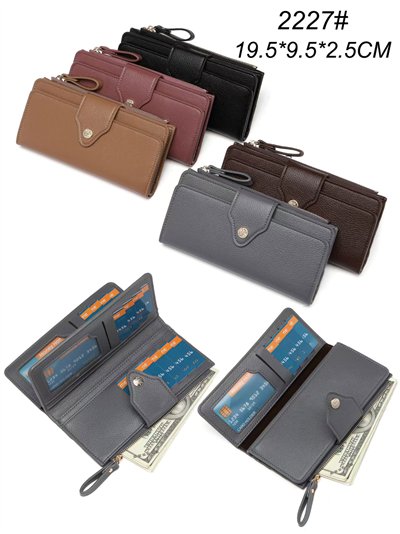 Cartera billetero grande botón decorativo