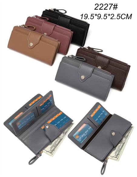 Cartera billetero grande botón decorativo