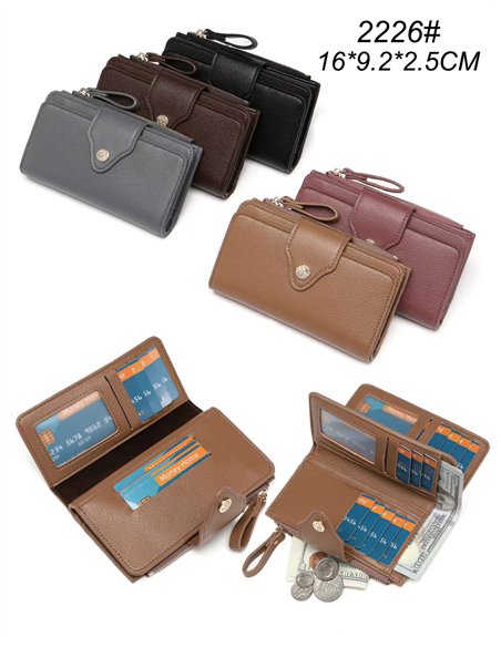 Cartera billetero mediana botón decorativo